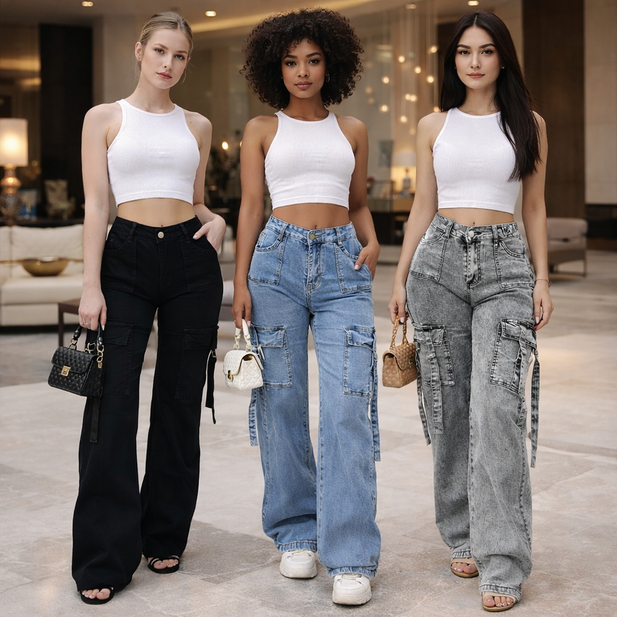 Jeans cargo femme — Lot surprise de 50 pièces