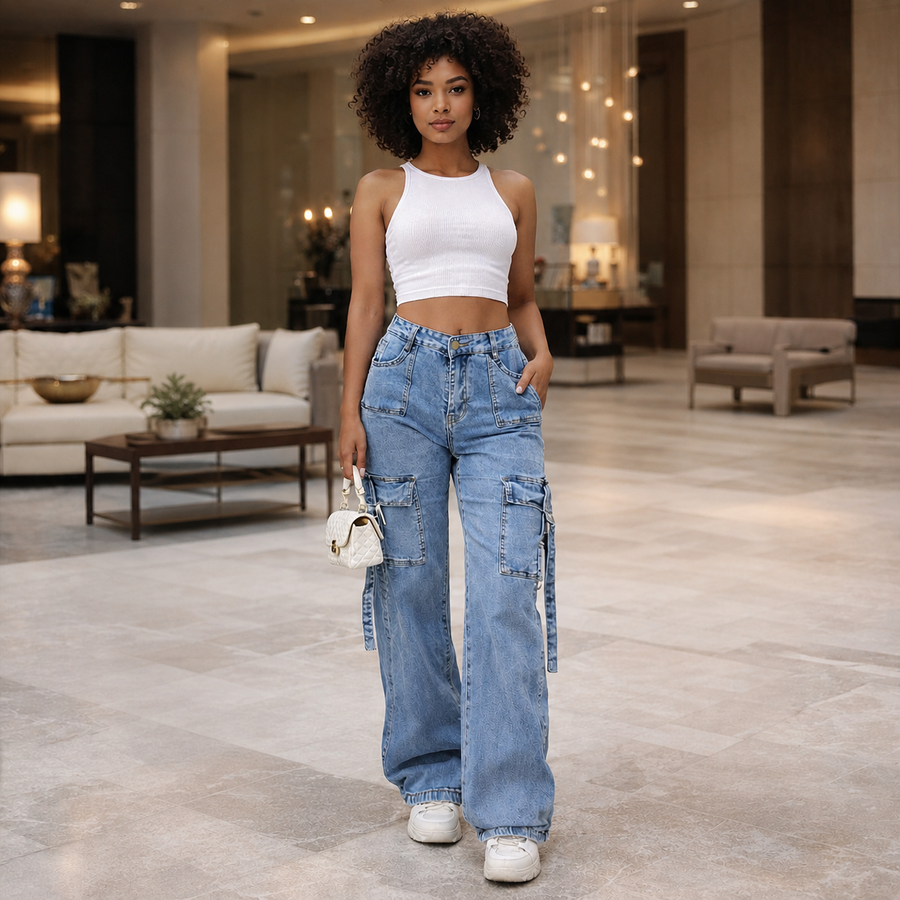 Jeans cargo femme — Lot surprise de 50 pièces