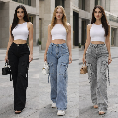 Jeans cargo femme — Lot surprise de 50 pièces