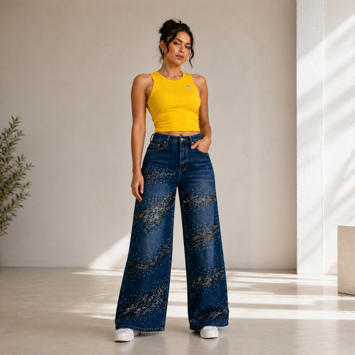 Jean Wide Leg Taille Haute Femme Tendance - Lot de 50 Pièces